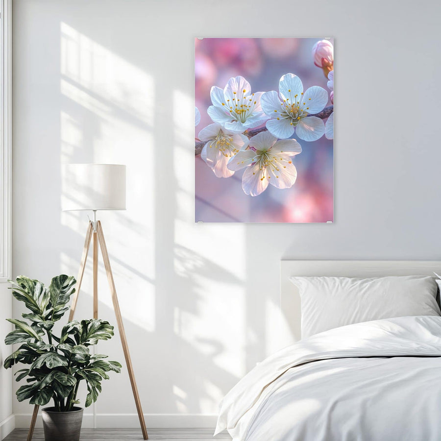 Maße Wandbild - Weißer Blütenzweig - Hochformat