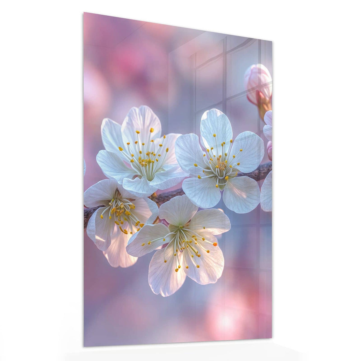 11 Größen – von 30 × 60 bis 60 × 150 cm – Wandbild - Weißer Blütenzweig - Hochformat