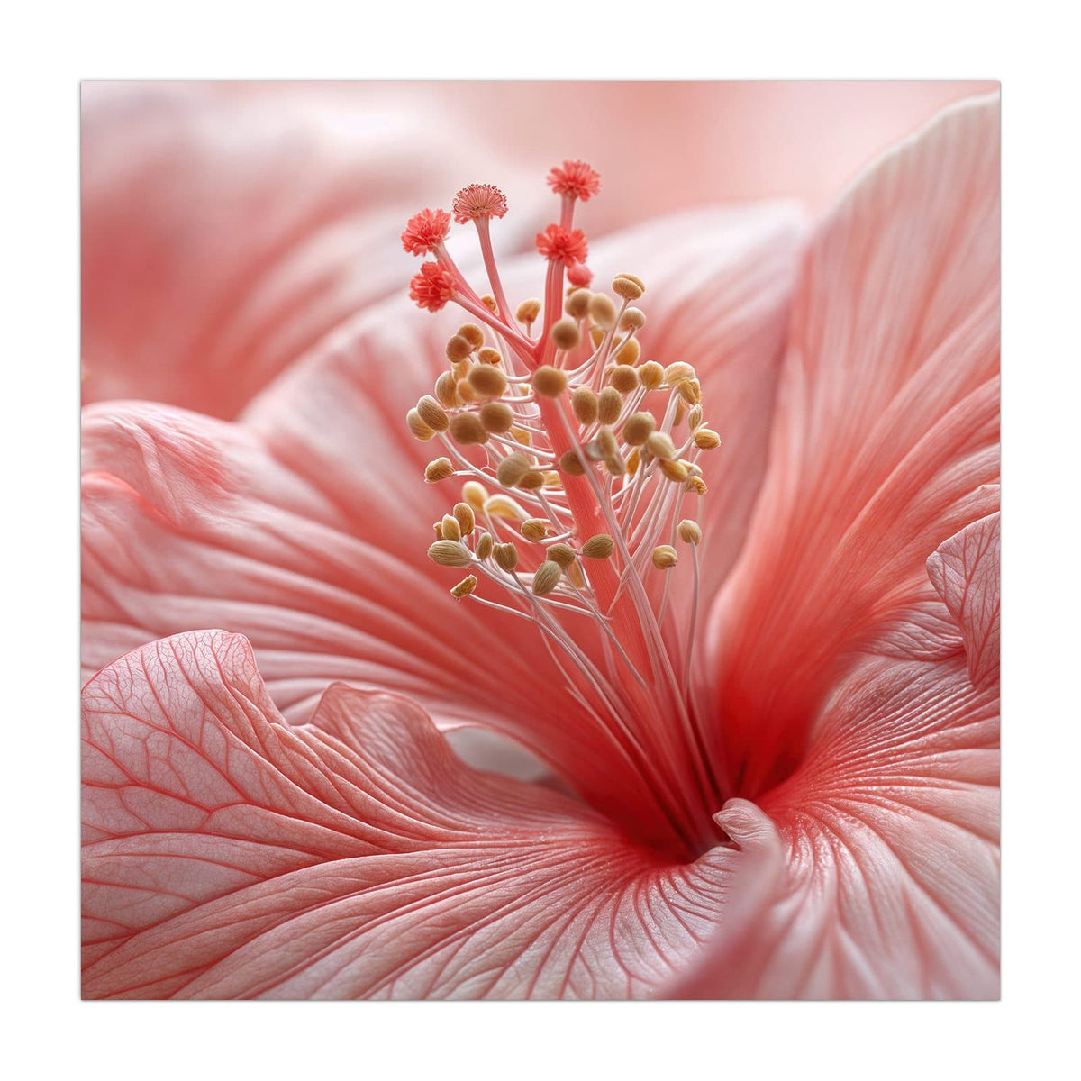 Küchenrückwand aus Glas Rosa Hibiskusblüte im quadratischen Format, Motiv bildfüllend von vorn