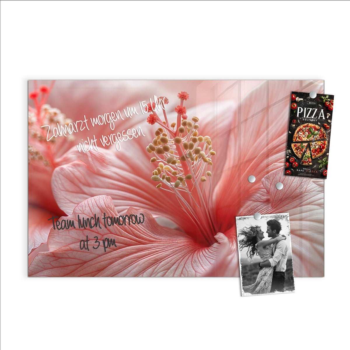 Beschreiben, abwischen, anheften – Magnettafel - Rosa Hibiskusblüte