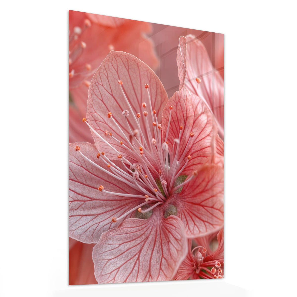 11 Größen – von 30 × 60 bis 60 × 150 cm – Wandbild - Korallenrote Blüten - Hochformat