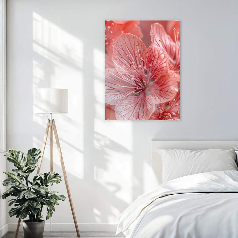 Maße Wandbild - Korallenrote Blüten - Hochformat