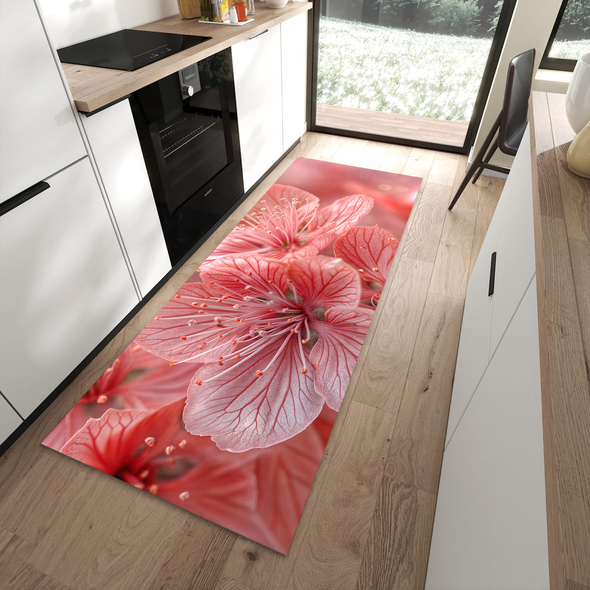Küchenläufer mit Motiv Stille Blumenpracht für sicheren Stand im Eingangsbereich