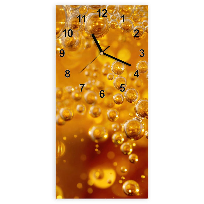 Wanduhr Sprudelnde Blasen aus Glas – Hochformat 30 × 60 cm mit Ziffernblatt Modern