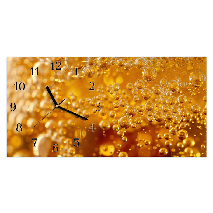 Wanduhr Sprudelnde Blasen aus Glas – Querformat 60 × 30 cm mit Ziffernblatt Klassisch