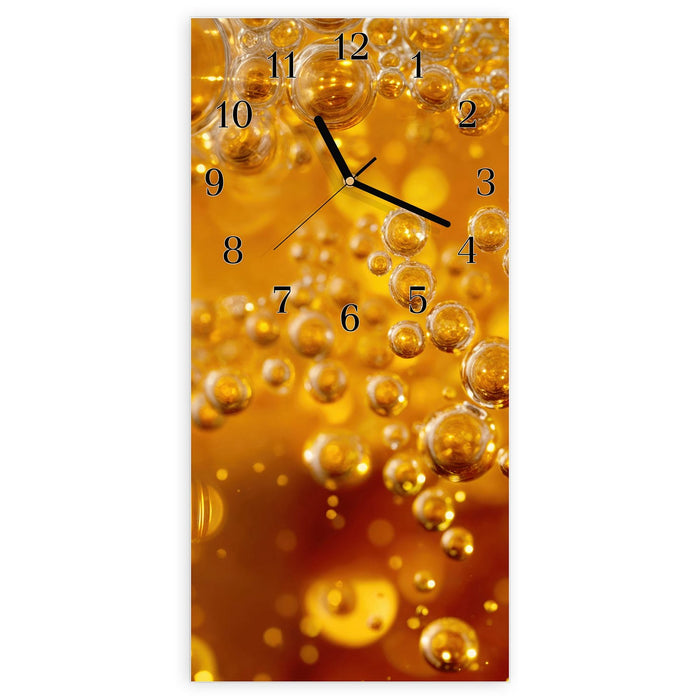 Wanduhr Sprudelnde Blasen aus Glas – Hochformat 30 × 60 cm mit Ziffernblatt Klassisch