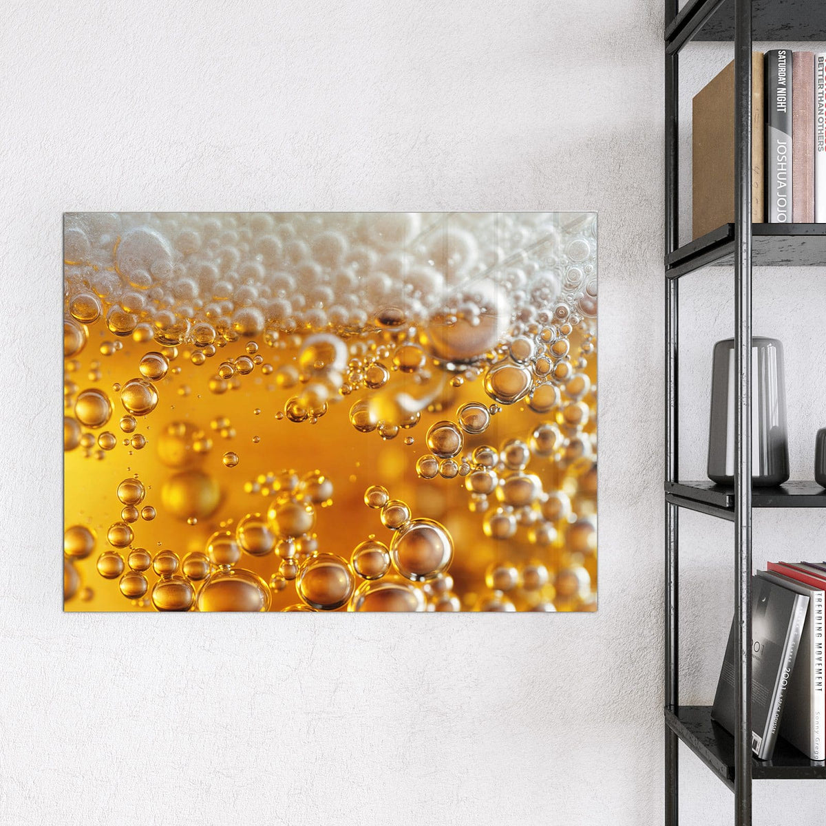 Glas Magnettafel - Goldene Bläschen – Goldene Bläschen in Bernstein