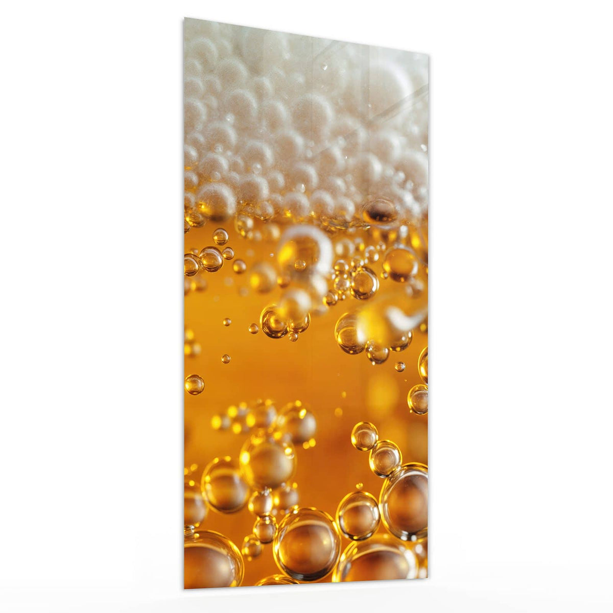 Glasbild Goldene Bläschen von der Seite, 4 mm Echtglas
