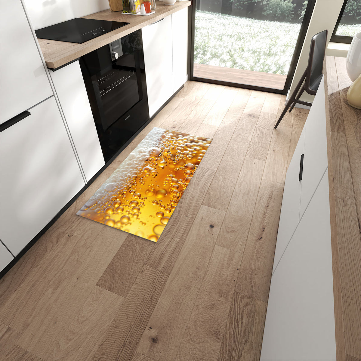Farbbeständiger Küchenläufer mit Motiv Blasen von Sprudelnde in moderner Küche #grösse_60 x 120 cm