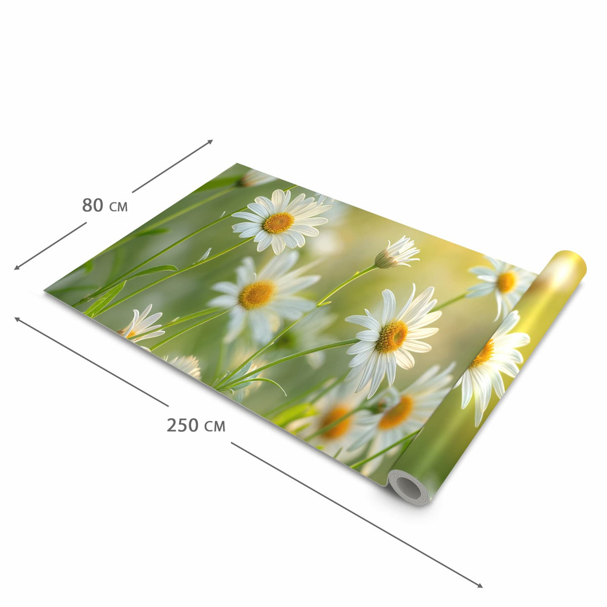 Rutschhemmender Küchenläufer mit Motiv Blühende Gänseblümchen in der Größe 60x150 cm