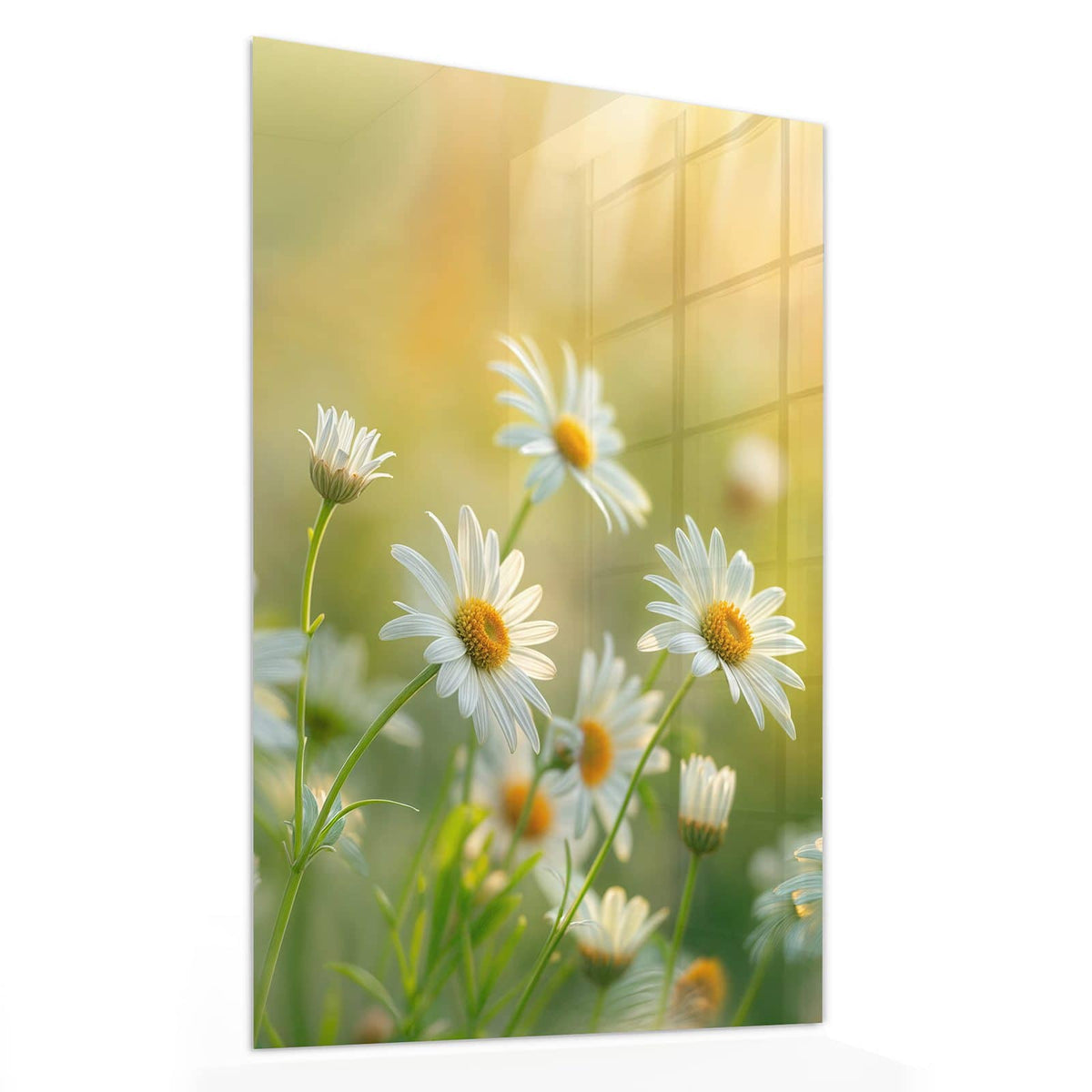 11 Größen – von 30 × 60 bis 60 × 150 cm – Wandbild - Weiße Margeriten - Hochformat