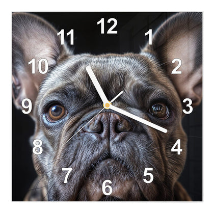 Wanduhr Quadratisch mit dem Motiv Hundeporträt