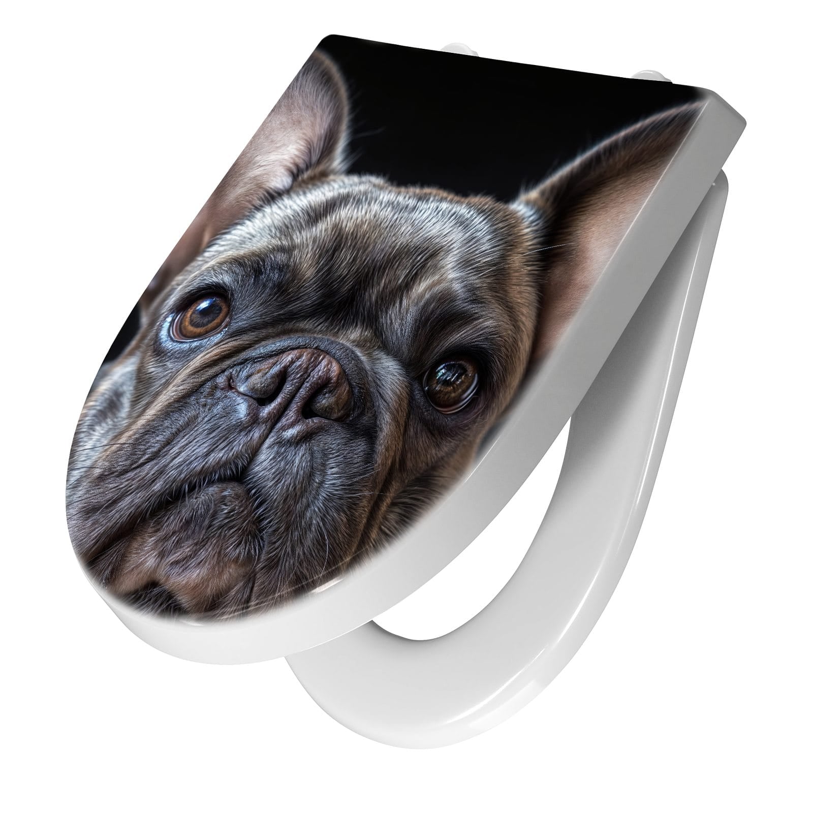 WC-Sitz mit Absenkautomatik Bulldoggenportrait