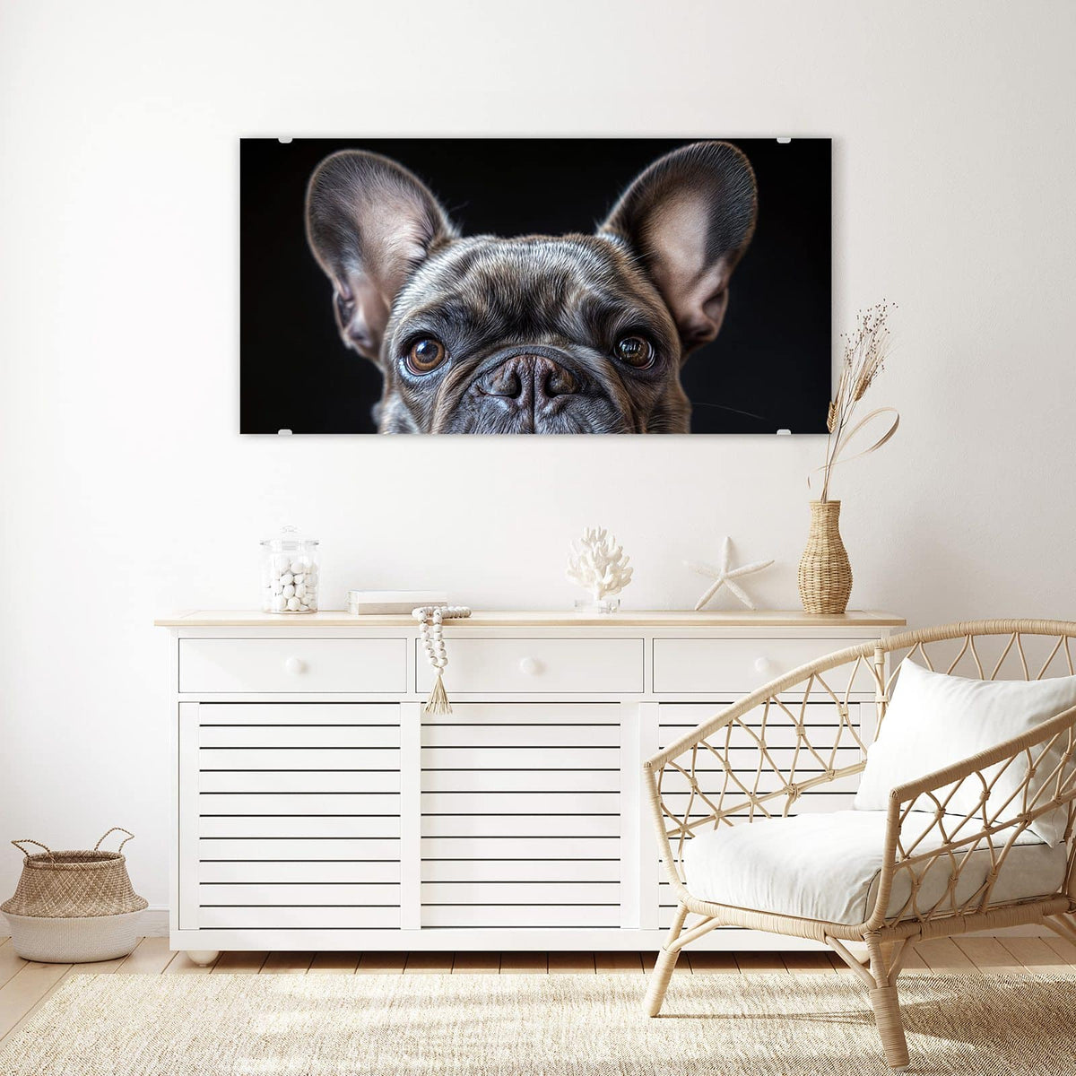 Echtglas, 4 mm – kein Acryl, keine Folie – Wandbild - Hundeporträt - Querformat