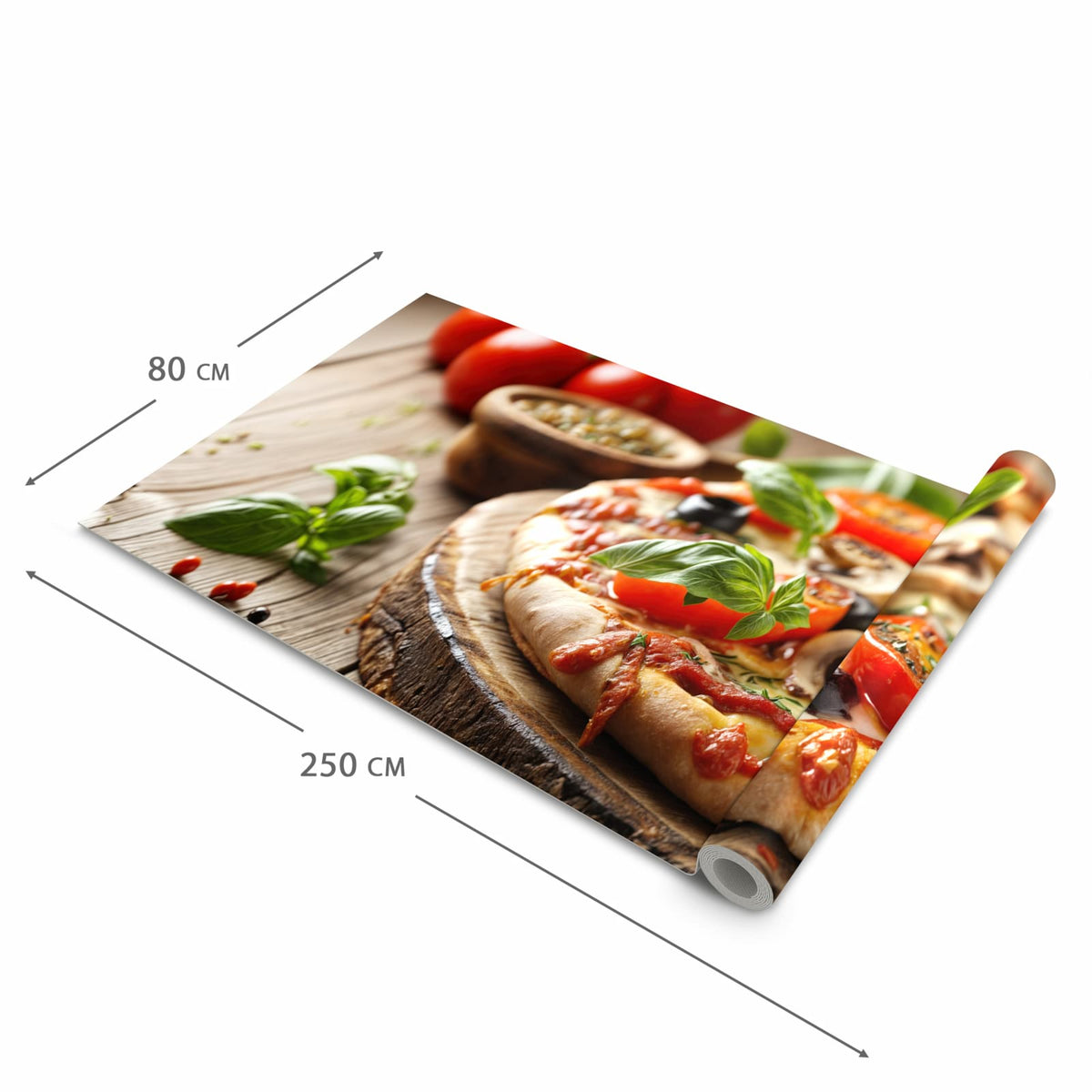 Waschbarer Küchenläufer mit Motiv Pizza im Holzofen in der Größe 60x120 cm, angenehme Haptik