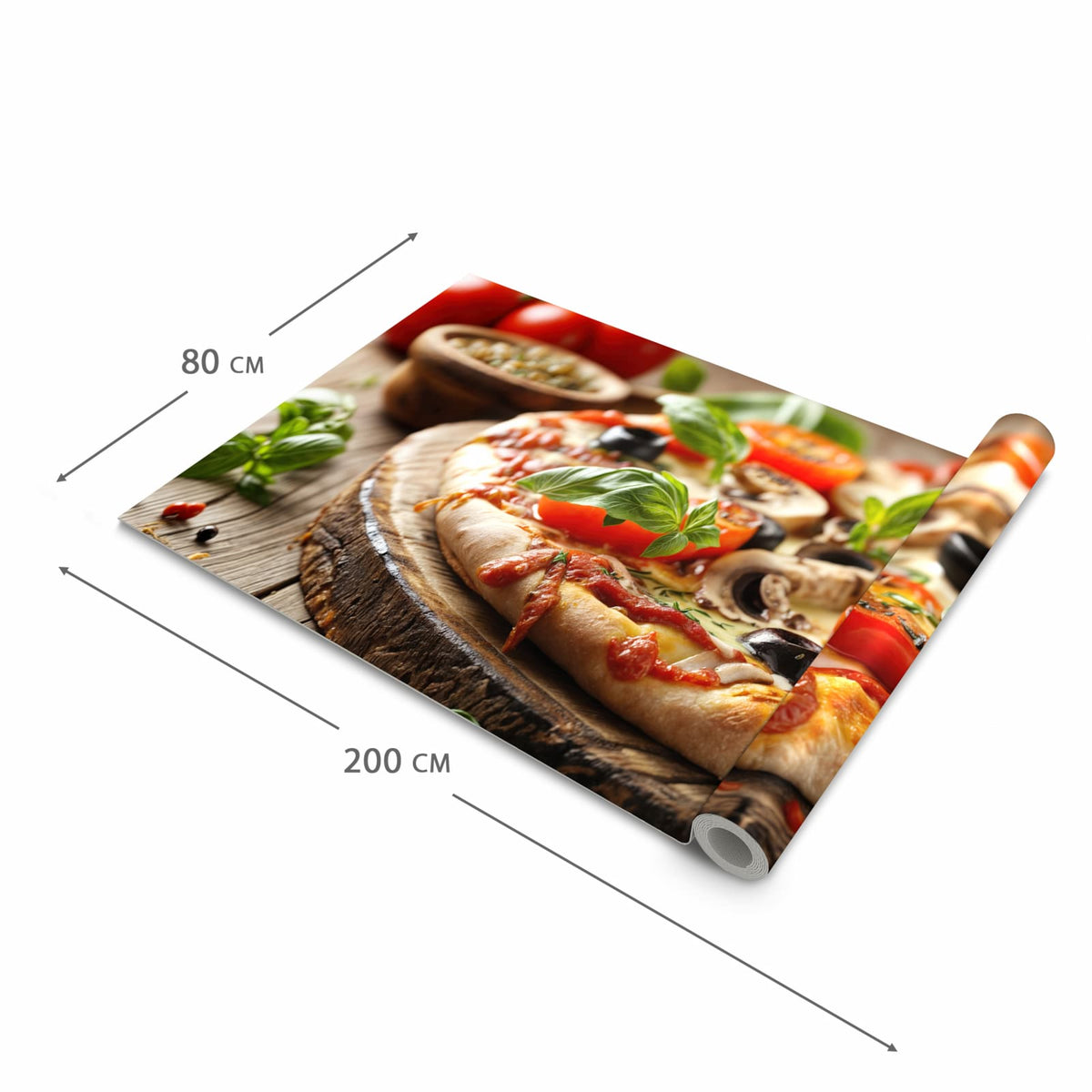 Pflegeleichter Küchenläufer mit Motiv Pizza im Holzofen in der Grösse 60x120 cm