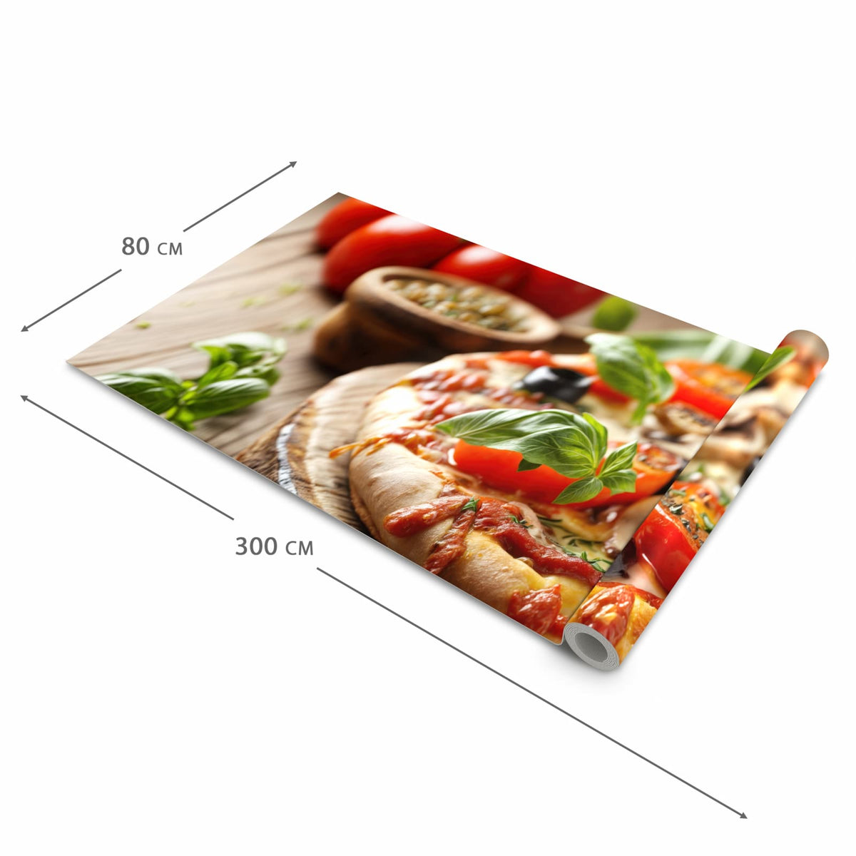 Strapazierfähiger rutschfester Küchenläufer mit Motiv Pizza im Holzofen in der Größe 60x120 cm