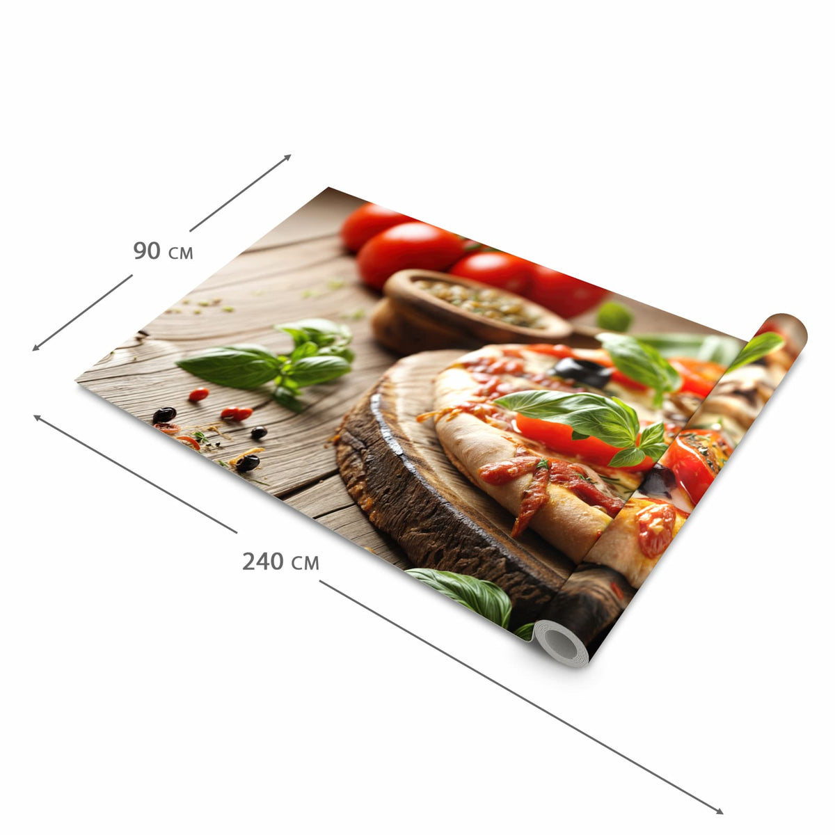 Langlebiger waschbarer Küchenläufer mit Motiv Pizza im Holzofen in der Grösse 60x120 cm