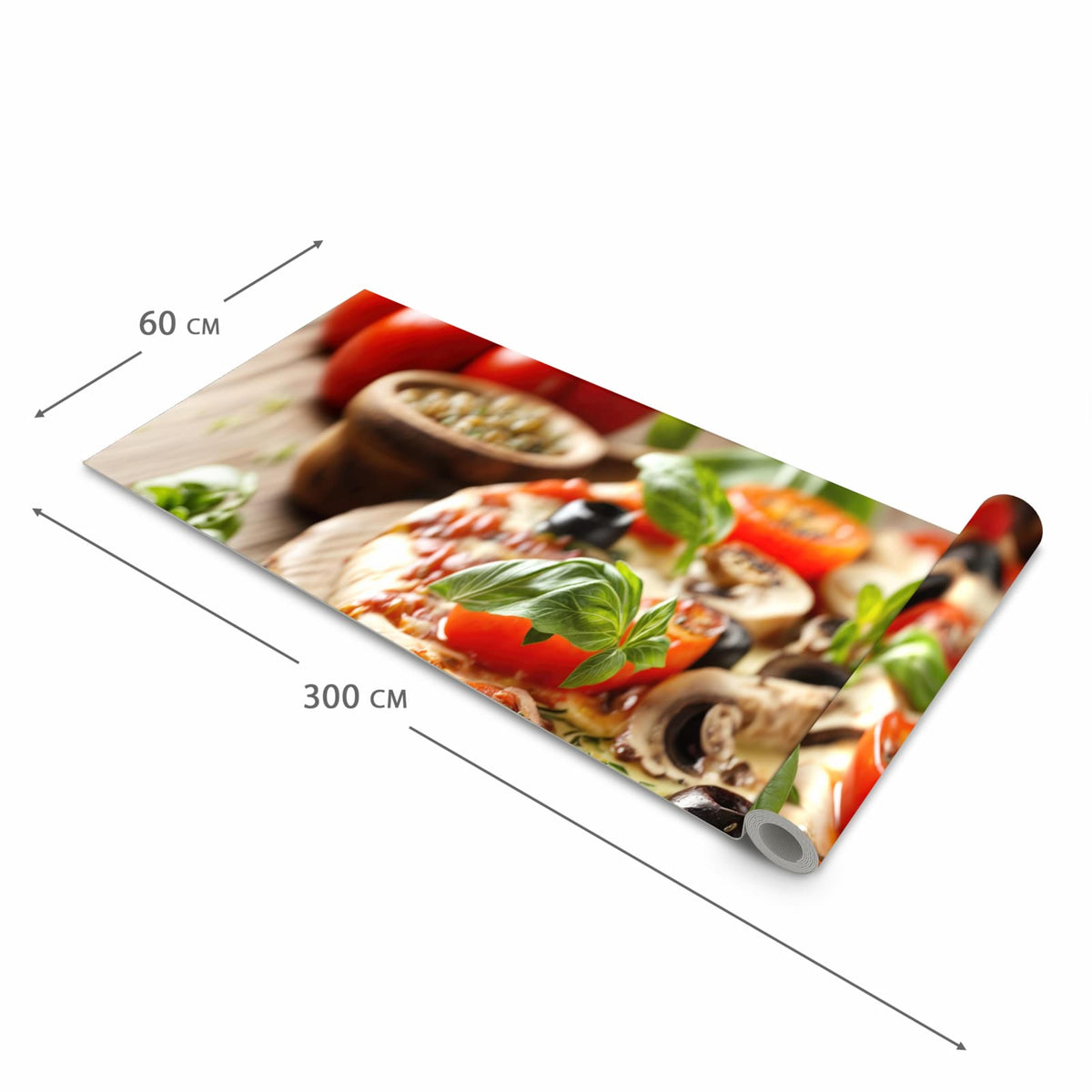 Komfortabler waschbarer Küchenteppich mit Motiv Pizza im Holzofen in der Grösse 60x120 cm