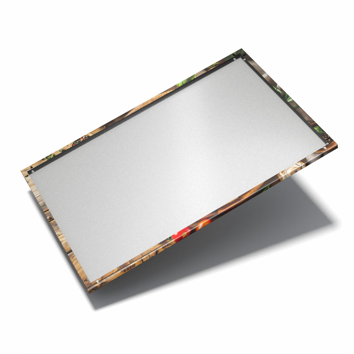 Nur 7 mm – liegt eng an der Wand – Metall Magnettafel - Pizza mit Champignons