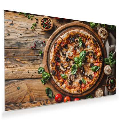 Wandbild mit dem Motiv Pizza mit Champignons
