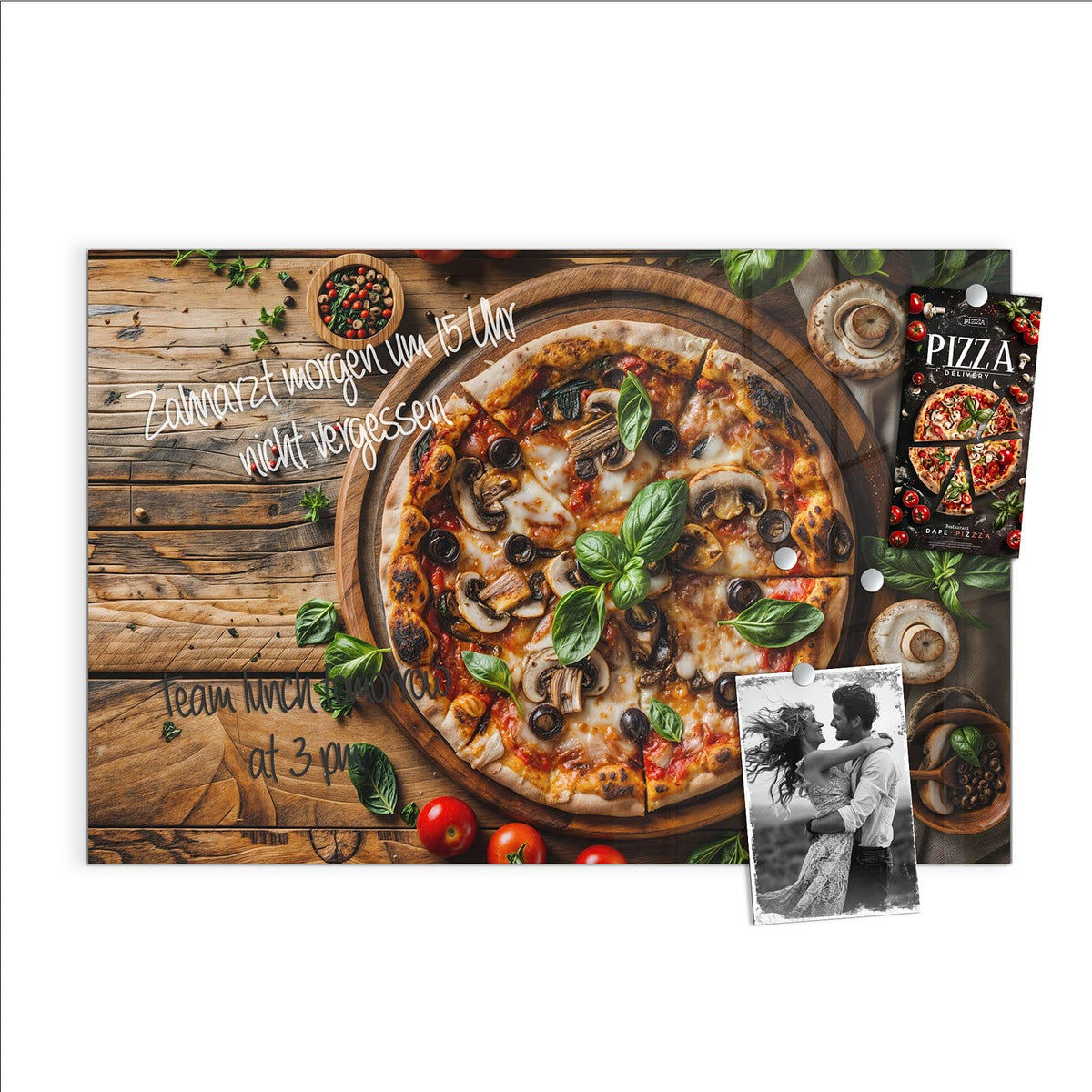 Beschreiben, abwischen, anheften – Magnettafel - Pizza mit Champignons