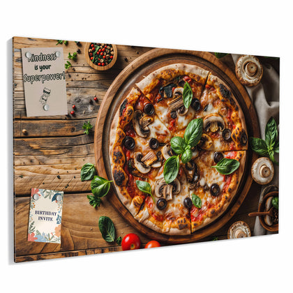 Metall Magnettafel mit dem Motiv Pizza mit Champignons