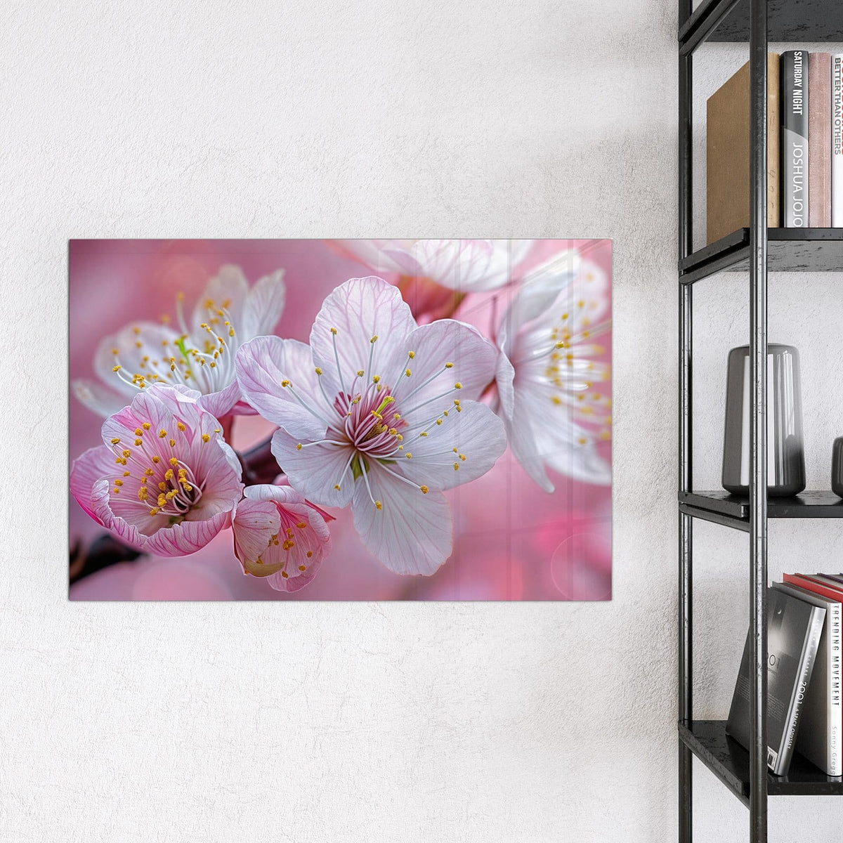 9 Größen – von 30 × 30 bis 120 × 90 cm – Magnettafel - Rosa Blüten am Zweig