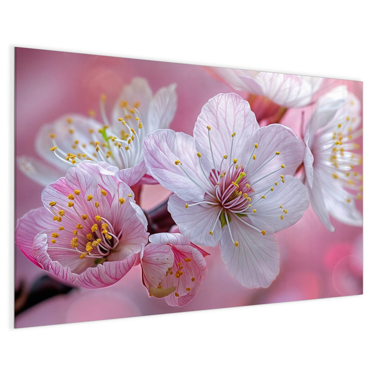 4 mm Glas statt lackiertem Blech – Magnettafel - Rosa Blüten am Zweig