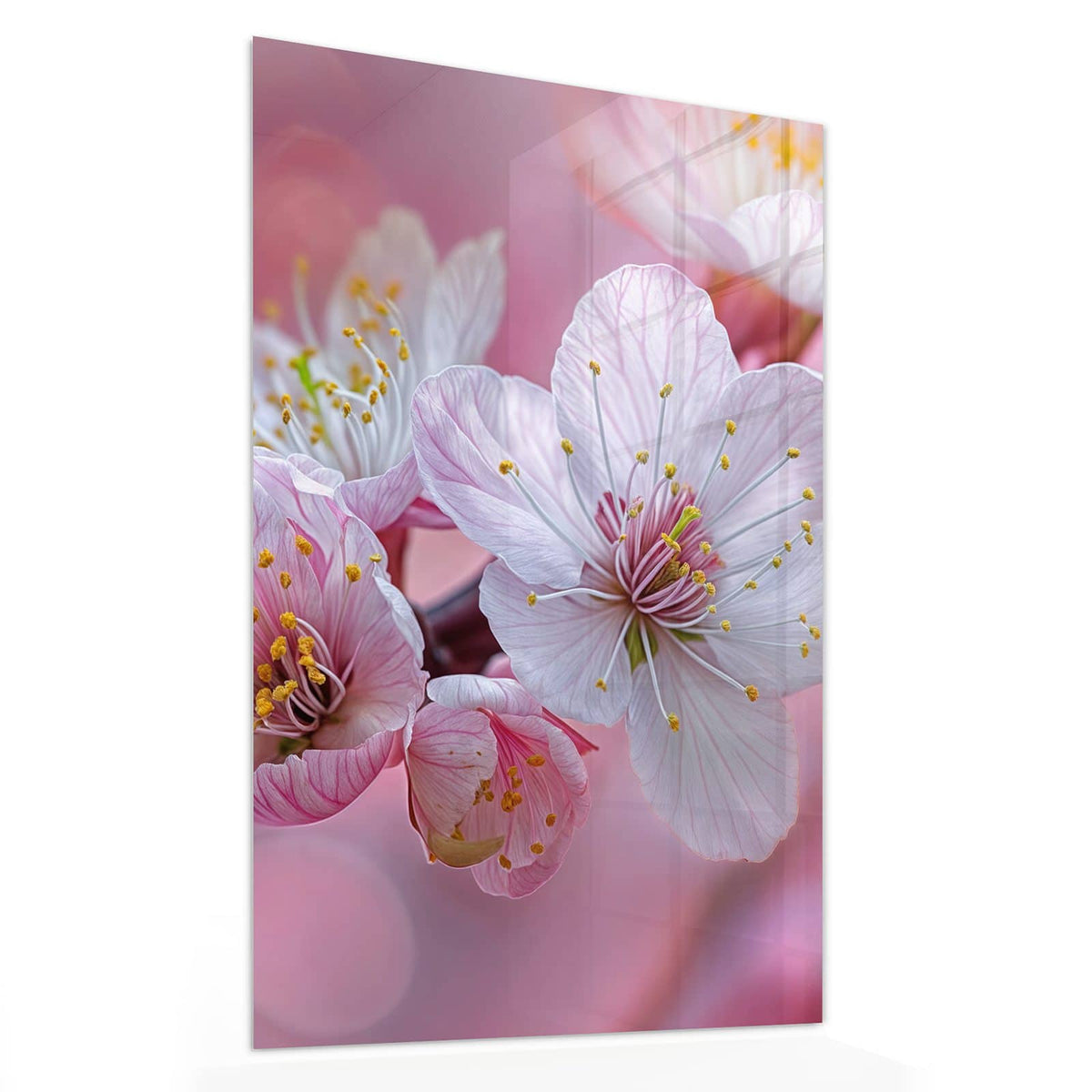11 Größen – von 30 × 60 bis 60 × 150 cm – Wandbild - Rosa Blüten am Zweig - Hochformat
