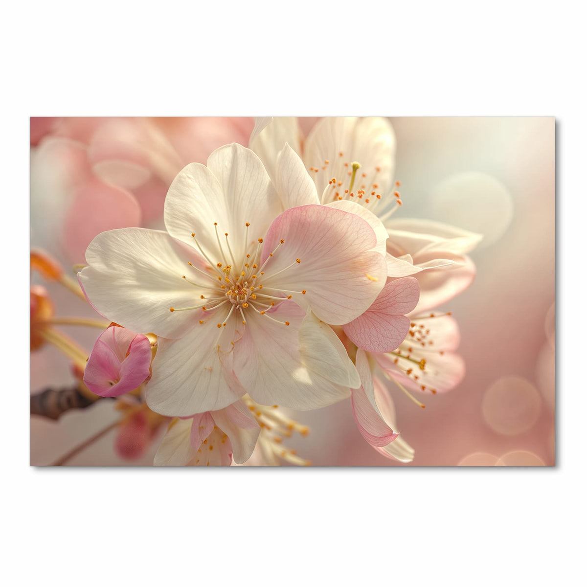 Küchenläufer Rosa Frühlingsblüten 60 × 90 cm, Motiv bildfüllend von oben