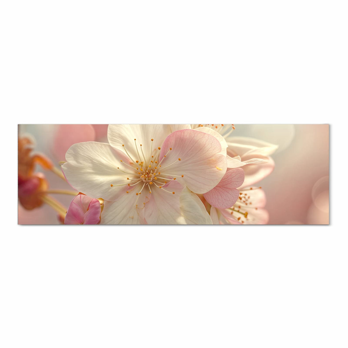 Küchenläufer Rosa Frühlingsblüten 80 × 250 cm, Motiv bildfüllend von oben