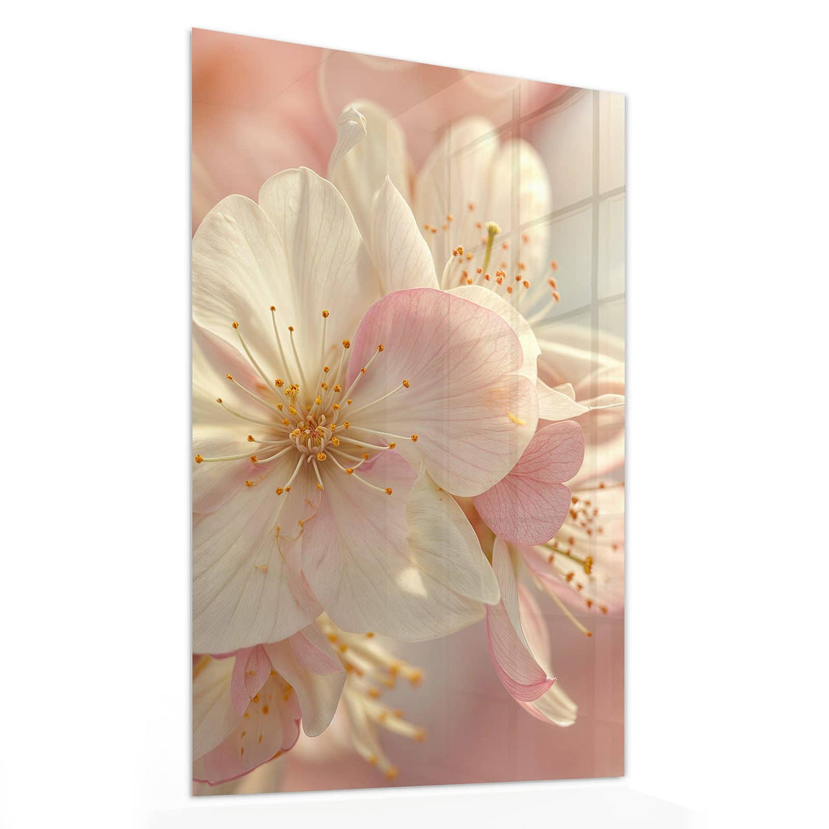 11 Größen – von 30 × 60 bis 60 × 150 cm – Wandbild - Rosa Frühlingsblüten - Hochformat