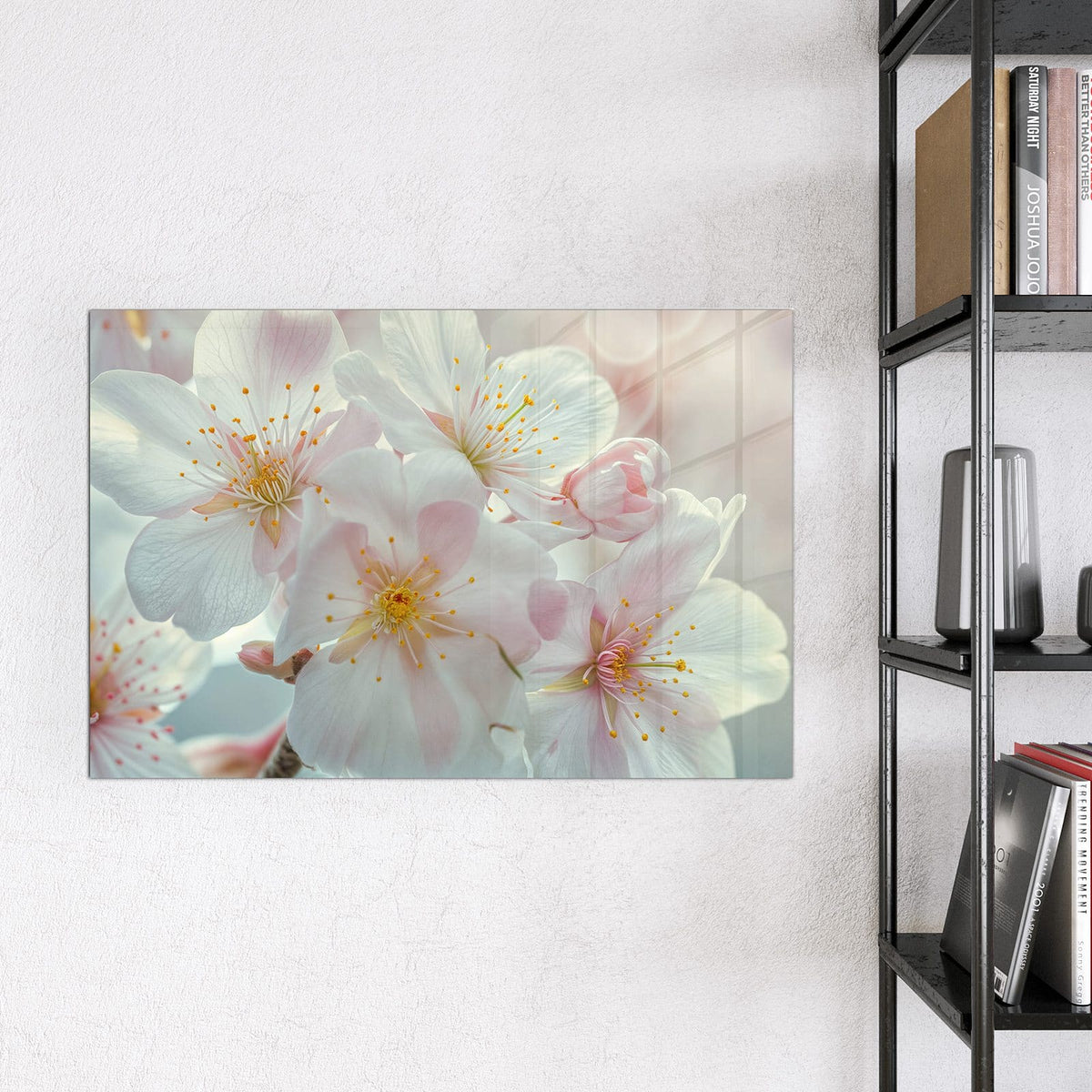 9 Größen – von 30 × 30 bis 120 × 90 cm – Magnettafel - Weiße Frühlingsblüten