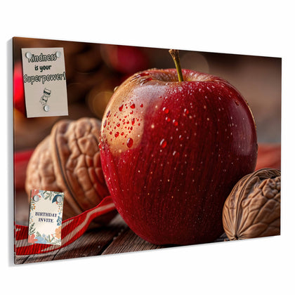 Metall Magnettafel mit dem Motiv Apfel und Nüsse