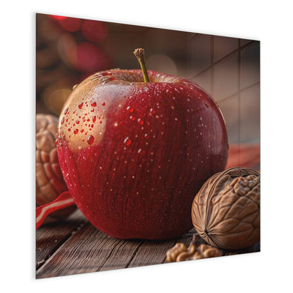 Magnettafel mit dem Motiv Apfel und Nüsse