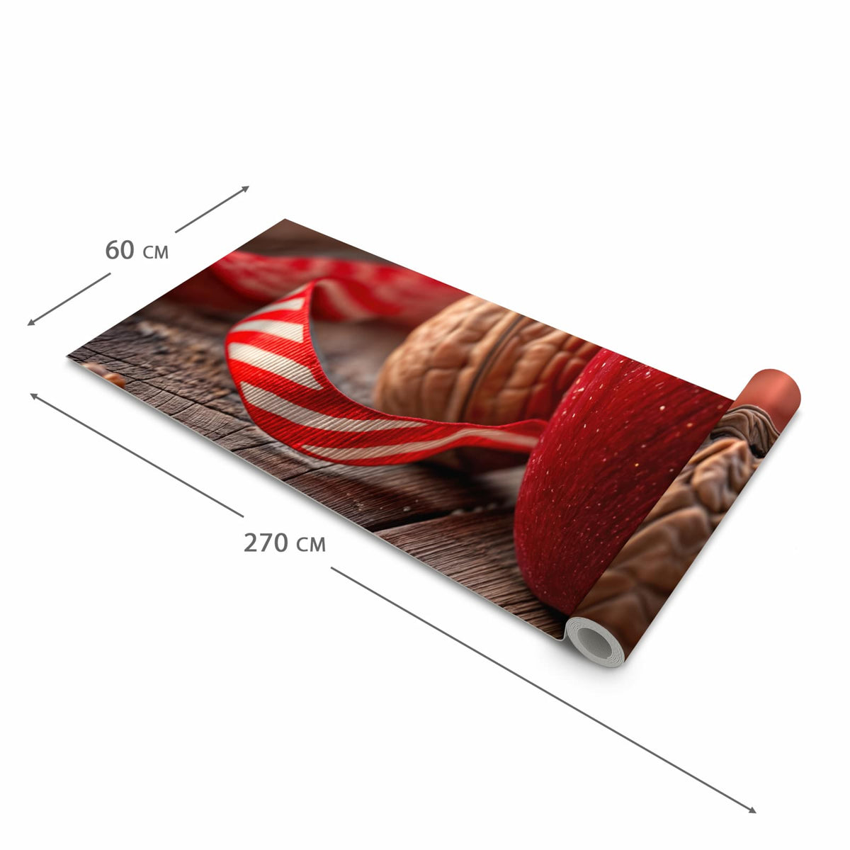 Waschbarer Teppich für Esstisch mit Motiv Apfel und Nüsse in der Größe 80x300 cm