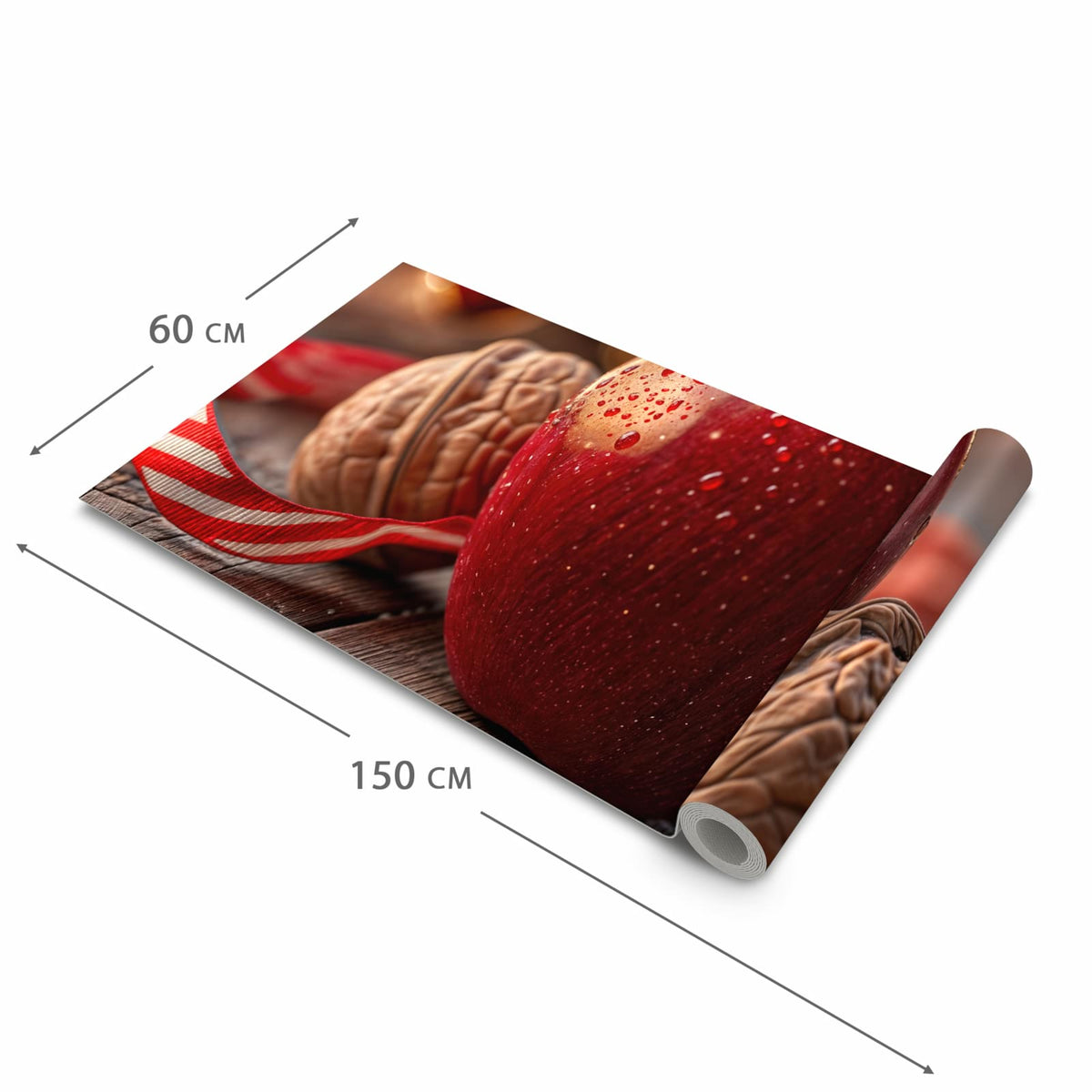 Komfortabler rutschfester Teppich mit Motiv Apfel und Nüsse in der Grösse 80x300 cm