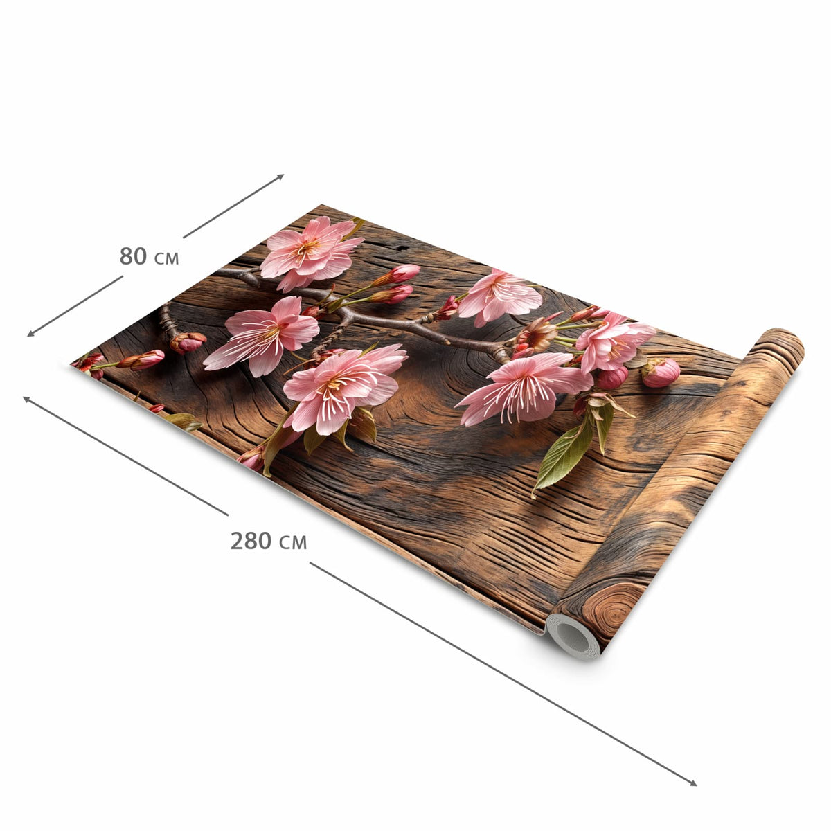 Bodenschonender Küchenteppich mit Motiv Holzblüten in der Grösse 80x280 cm