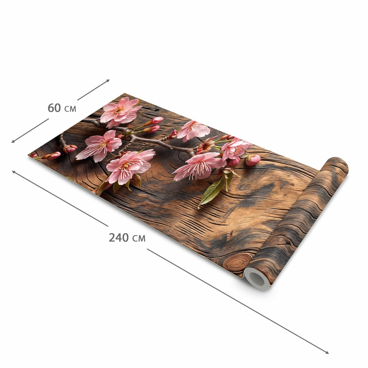 Hygienischer abwaschbarer Küchenteppich mit Motiv Holzblüten in der Grösse 80x280 cm