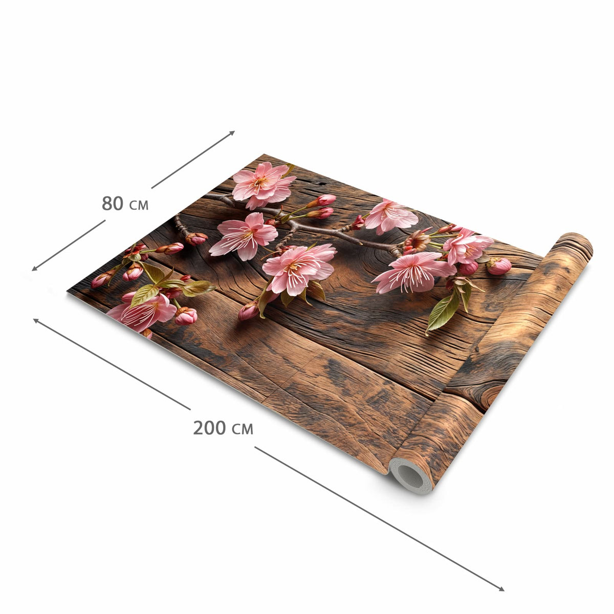 Rutschfester Küchenteppich mit Motiv Holzblüten in der Grösse 80x280 cm