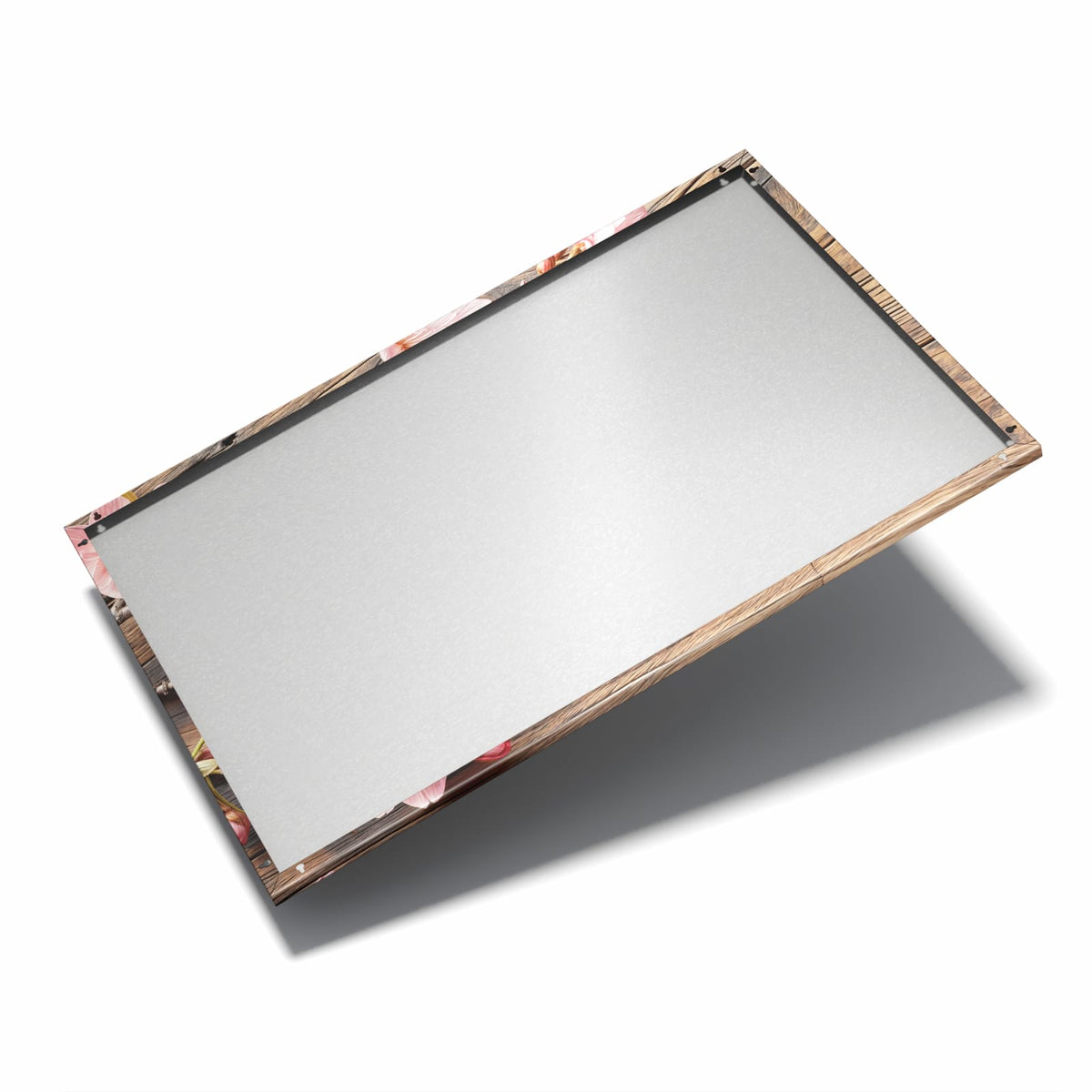 Nur 7 mm – liegt eng an der Wand – Metall Magnettafel - Zweige auf Dunkelholz