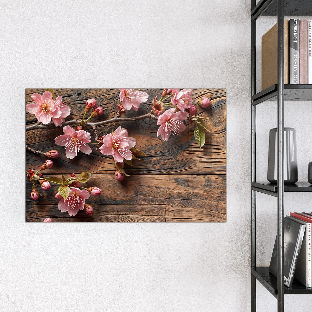 9 Größen – von 30 × 30 bis 120 × 90 cm – Magnettafel - Zweige auf Dunkelholz