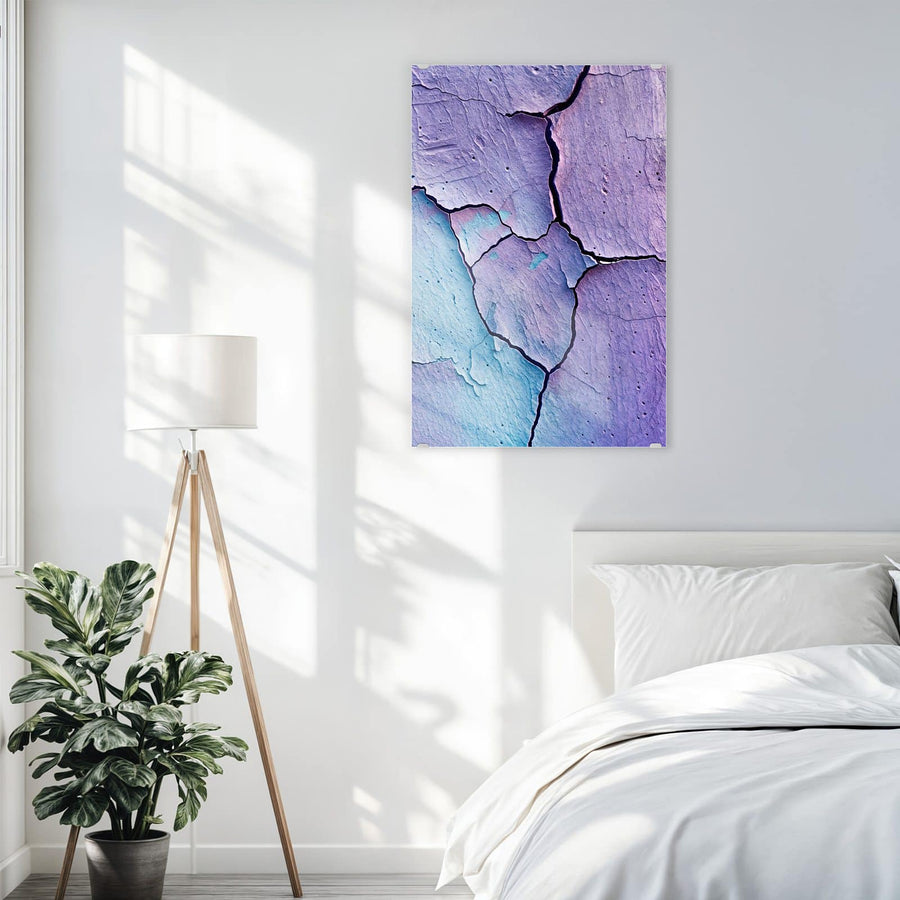 Maße Wandbild - Risse in Violett - Hochformat