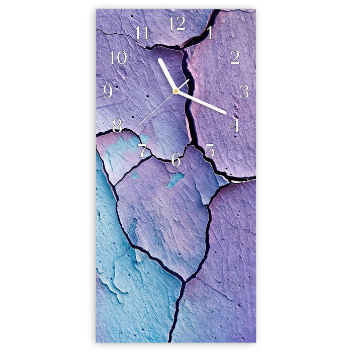 Wanduhr Rissige Oberfläche Detail aus Glas – Hochformat 30 × 60 cm mit Ziffernblatt Klassisch