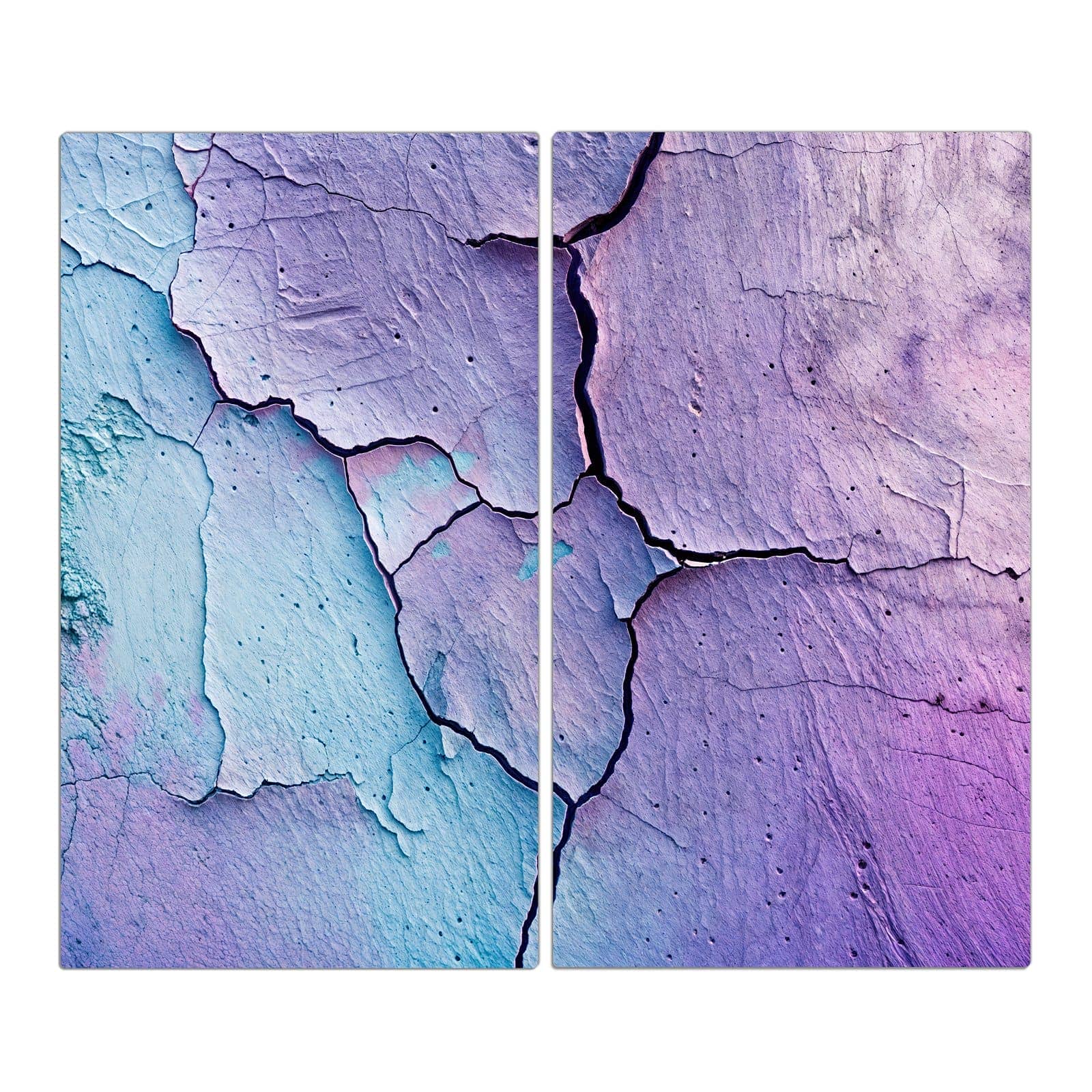 2-teilige Herdabdeckplatten für Ceranfeld mit Rissige Oberfläche Detail-Motiv in der Frontansicht