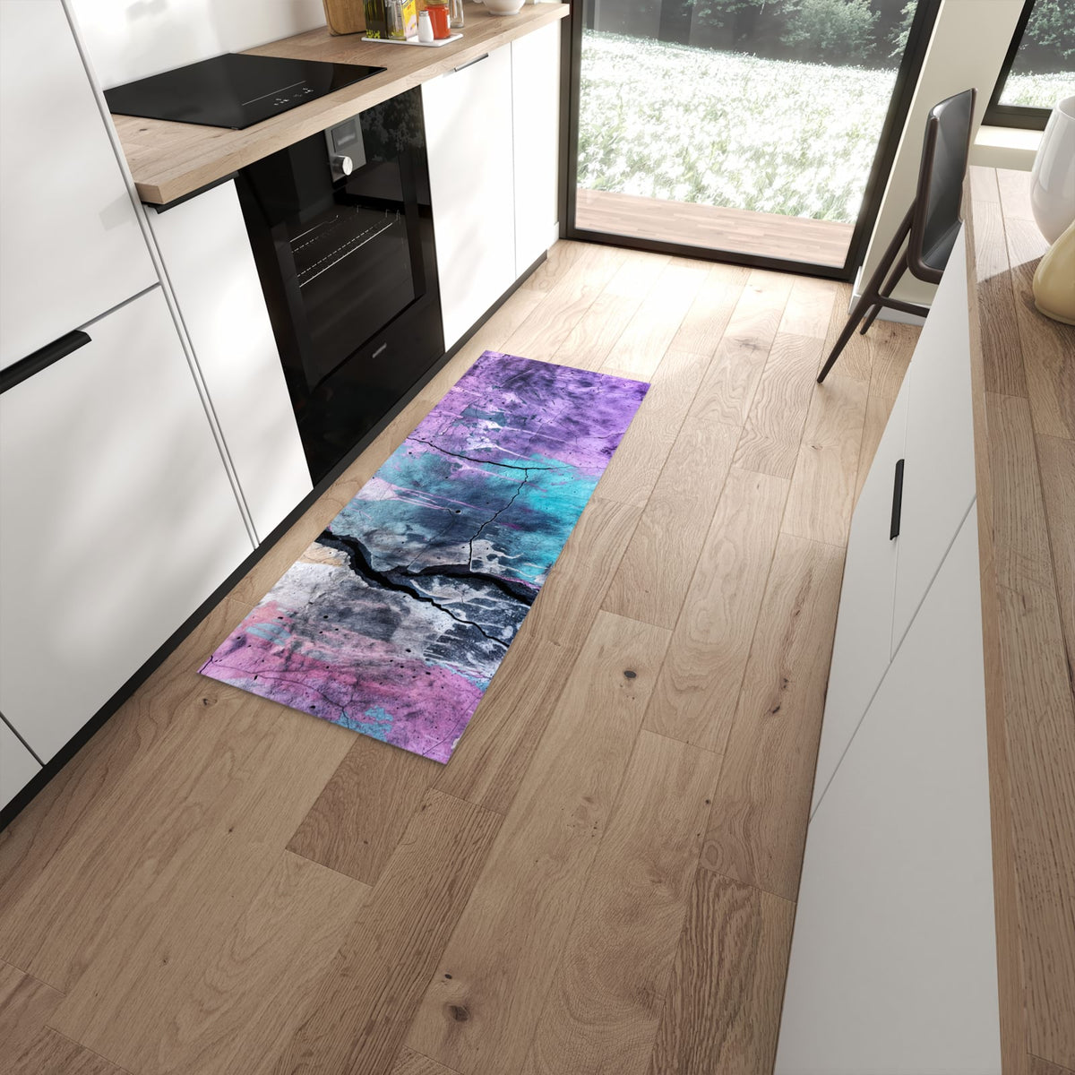 Rutschfester waschbarer Küchenteppich mit Motiv Graffiti Wand Kunst in moderner Küche #grösse_60 x 150 cm