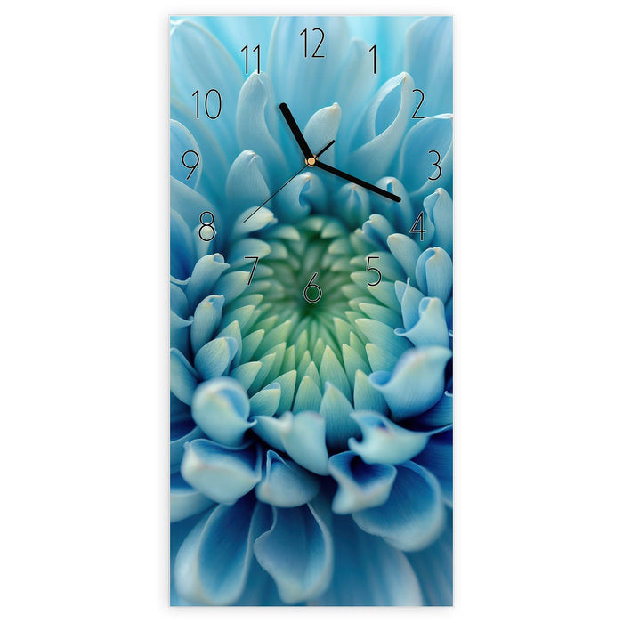 Wanduhr Sanfte Blütenzauber aus Glas – Hochformat 30 × 60 cm mit Ziffernblatt Elegant