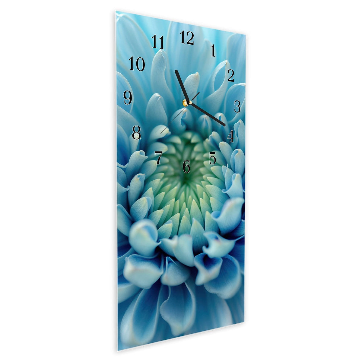 Vormontiert – mit Schwebeeffekt – Wanduhr Sanfte Blütenzauber aus Glas – Hochformat 30 × 60 cm