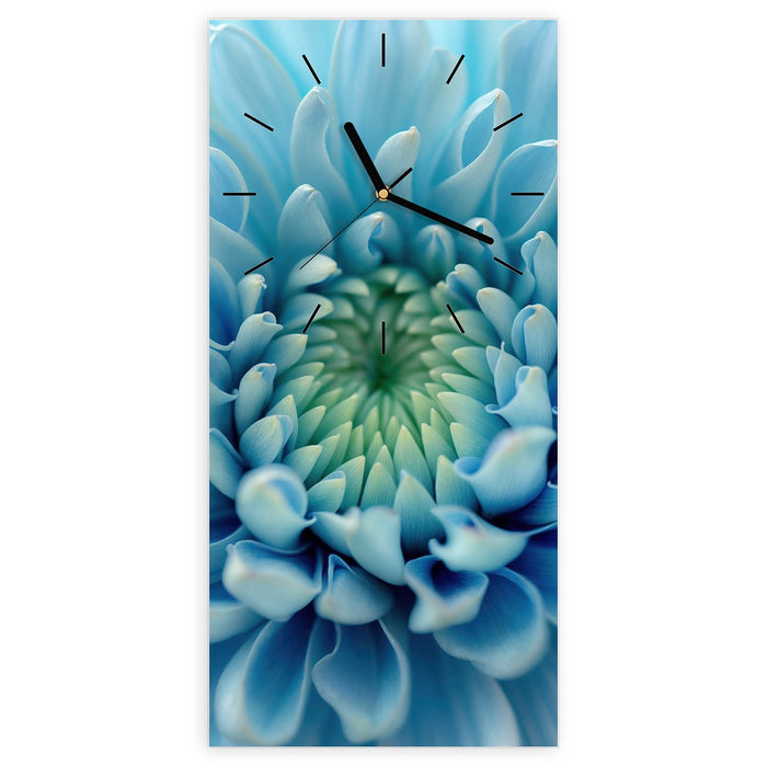 Wanduhr Sanfte Blütenzauber aus Glas – Hochformat 30 × 60 cm mit Ziffernblatt Linie